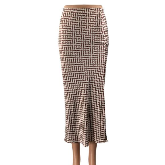 NEW Abercrombie & Fitch Brown High Waisted Flare Pencil Midi Slip Skirt Size XS - Picture 1 of 5